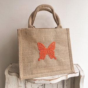 Jute Tasche, kleine Tasche, personalisierte Geschenke, Schmetterling, Freundin