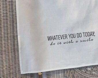 besticktes Küchentuch, Geschirrtuch, Halbleinen, Spruch, personalisierte Geschenke