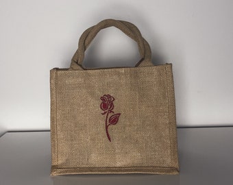 Jute Tasche, klein, bestickt, personalisierte Geschenke