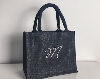 Jute Tasche, kleine Tasche, Initialen, personalisierte Geschenke, Goodie Bag, Name