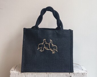Bolso de yute, bolso pequeño, bordado, regalos personalizados, boda, bolso de regalos