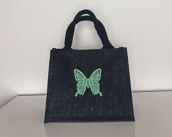 Jute Tasche, klein, bestickt, personalisierte Geschenke