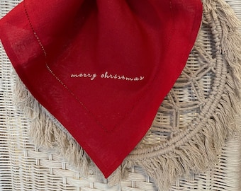 bestickte Stoffservietten, embroidered cloth napkins, personalisierte Geschenke, Weihnachtsgeschenk, Name, Initialen, Nachhaltig, festlich
