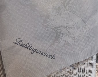 besticktes Küchentuch, Geschirrtuch, Halbleinen, personalisierte Geschenke, Hirsch