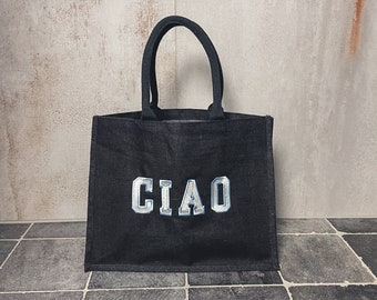 Jute Tasche / Groß / personalisierte Geschenke / College Style / Schriftzug
