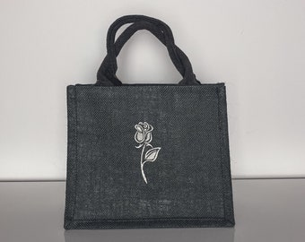 Jute Tasche, klein, bestickt, personalisierte Geschenke