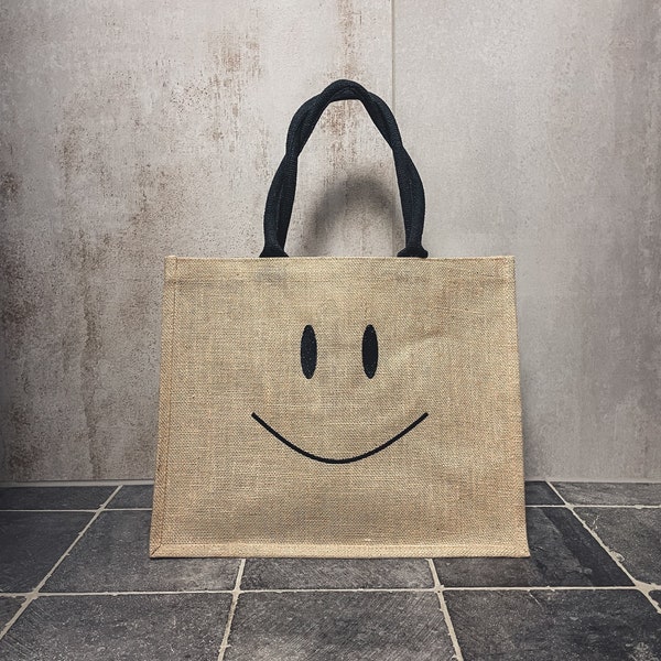 Jute Tasche / groß / Smiley / personalisiert / Geschenk