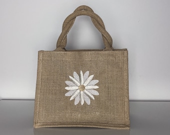 Jute Tasche, klein, bestickt, personalisierte Geschenke