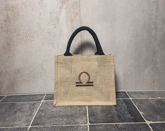 Jute Tasche / klein / Sternzeichen / Waage / Geschenk