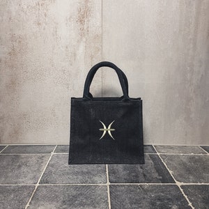 Jute Tasche / klein / Sternzeichen / Fische / Geschenk
