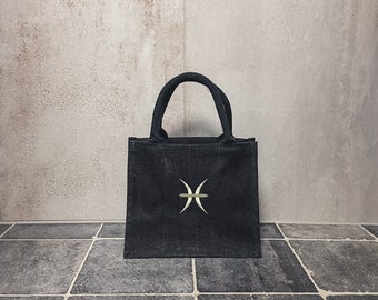 Jute Tasche / klein / Sternzeichen / Fische / Geschenk