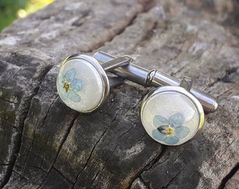 Floral cuff links Wedding gift for groom Forget me not cuff links