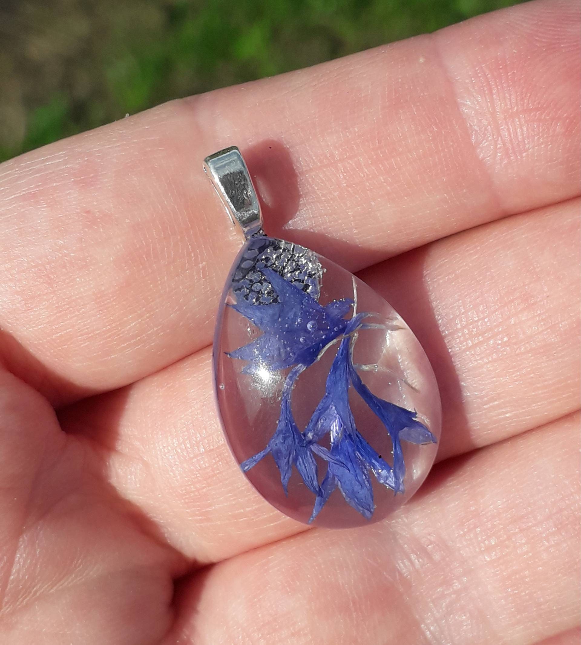 Blue Cornflower Necklace Real Flower Necklace Plant Resin Etsy UK