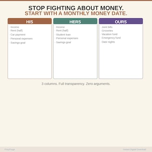 Planificador de presupuesto para parejas / Columnas para él, ella y nosotros / Reparto proporcional / Agenda de dinero y fechas / Excel