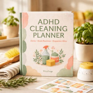 ADHD Cleaning Planner Bundle Printable PDF, ADHD Chore Chart, Executive Function, Neurodivergent Cleaning System
