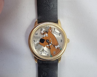 Armitron Scooby-Doo Watch Unisex Black Gold Vintage 1998 Hanna Barbera