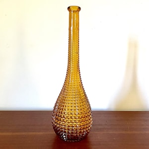 ANCIENNE VINTAGE CARAFE Bouteille En Verre D'Empoli violon marron ambré