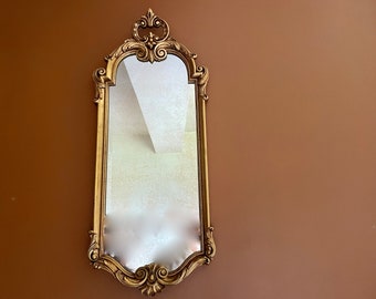 Large rectangular golden mirror, Louis XV mirror, large classic chic mirror, old decoration, shabby chic, French antique, castle