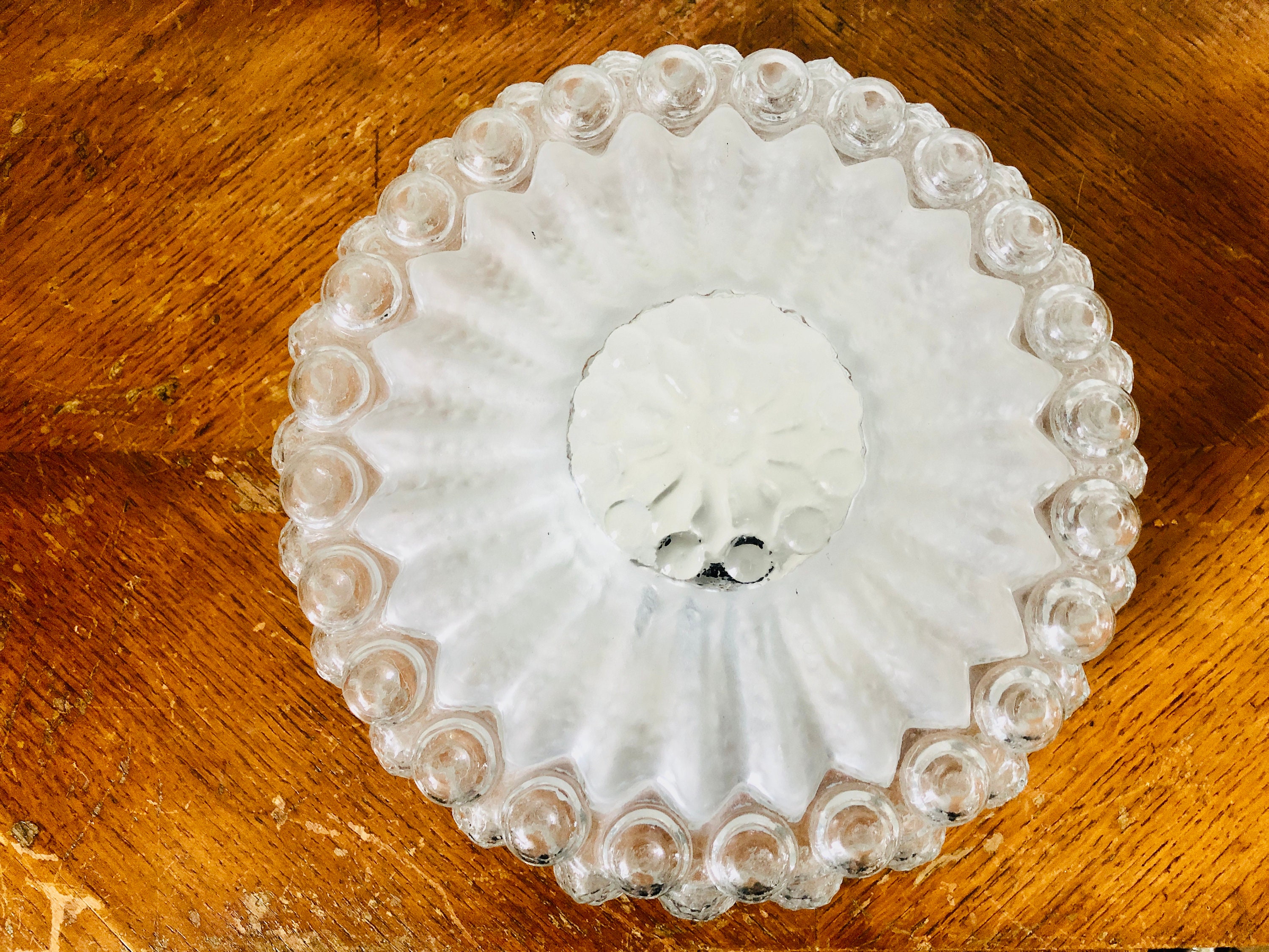 Grand Plafonnier Verre Bullé, Grande Lumière de Plafond, Grosse Applique 1970, Décoration Cuisine, L