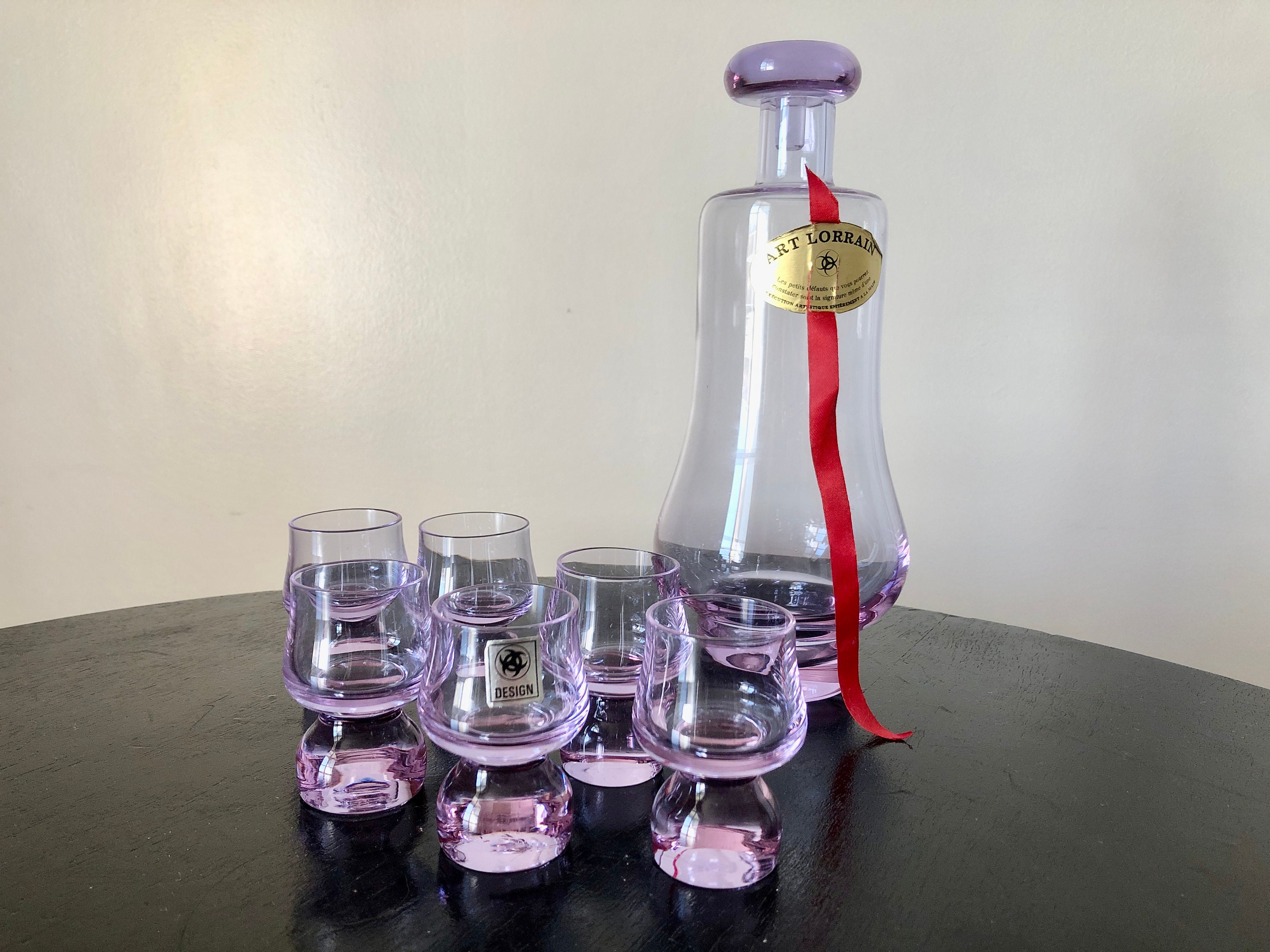 Service à Liqueur Art Lorrain, Vaisselle Ancienne Classique, Accessoire Bar Digestif, Carafe Verre V