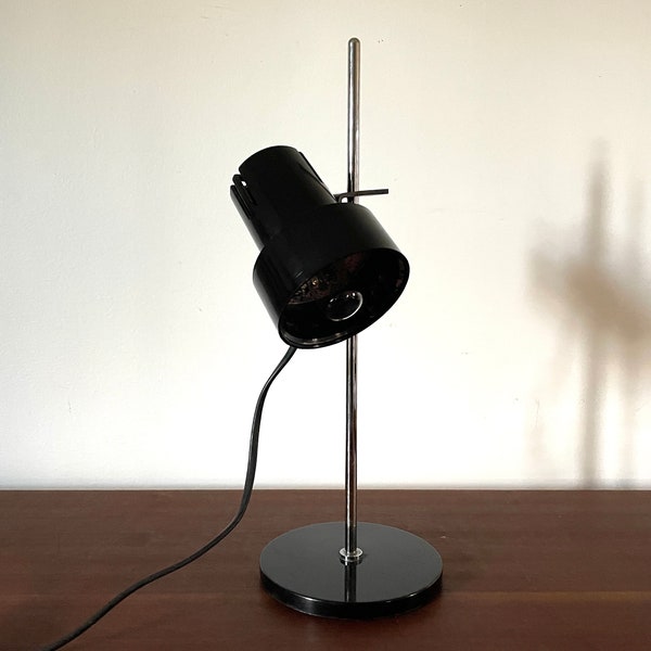 Lampe de bureau à pince, petite lampe à poser vintage, lampe orientable, lampe de chevet, lampe d'appoint, argenté noir, 1970 indus