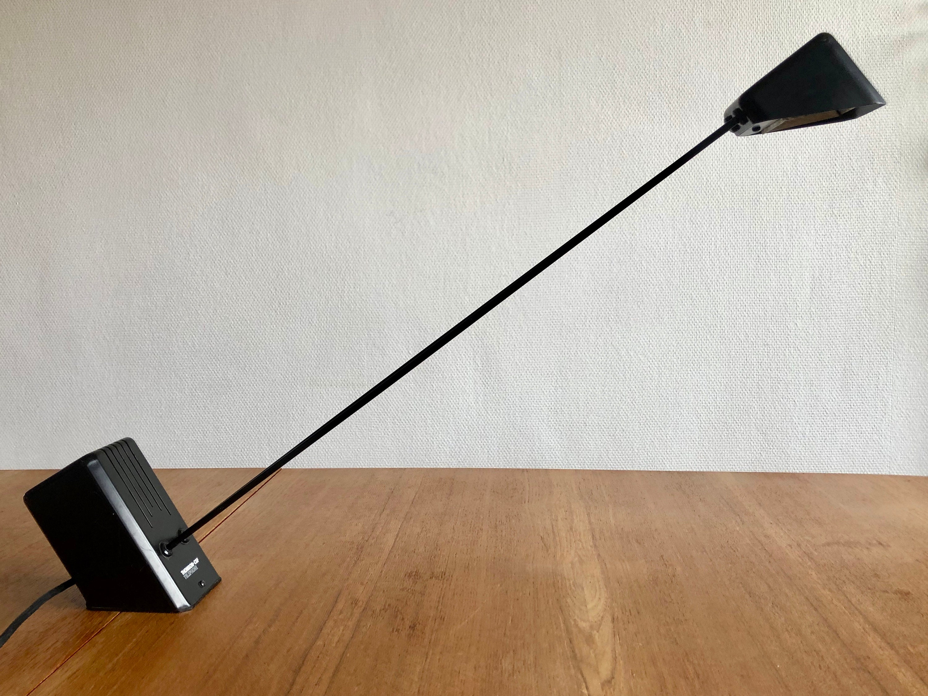 Rare Lampe Thomson 1980, de Bureau Vintage, Design Noire, à Poser, Cadeau Pour Lui, Contemporain