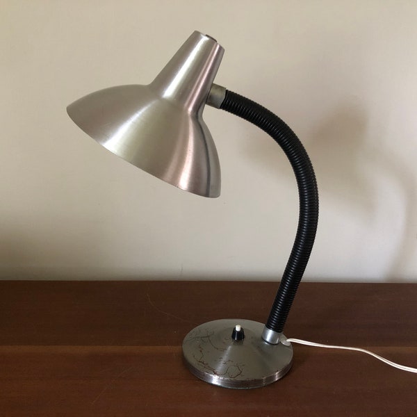 Flexible desk lamp, vintage aluminum lamp, industrial design lamp, 1960 workshop lamp, office accessory, bedside lamp