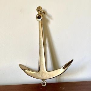 Gold-plated brass anchor, vintage maritime style, door knocker, paperweight, cabinet of curiosities, home decor, vacation, seaside