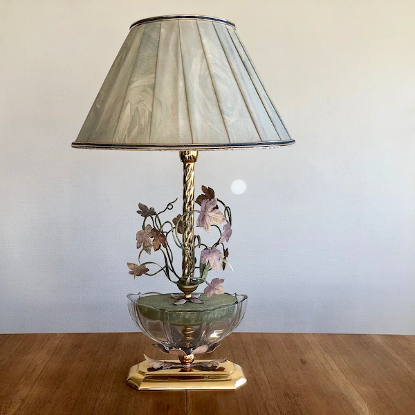 Lampe JJ Ghidini 1980 lampe laiton feuille, grande lampe à poser, lampe de table, luminaire de bureau, décoration romantique chic, cadeau