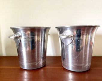Pair of ice buckets, aluminum Champagne buckets, table decoration, wine bucket, art deco handles, centerpiece, wedding table