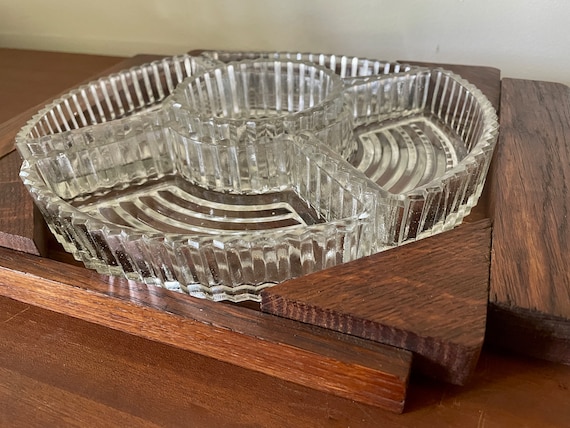 ANCIEN PLATEAU SERVITEUR Art Déco Bois et Verre 5