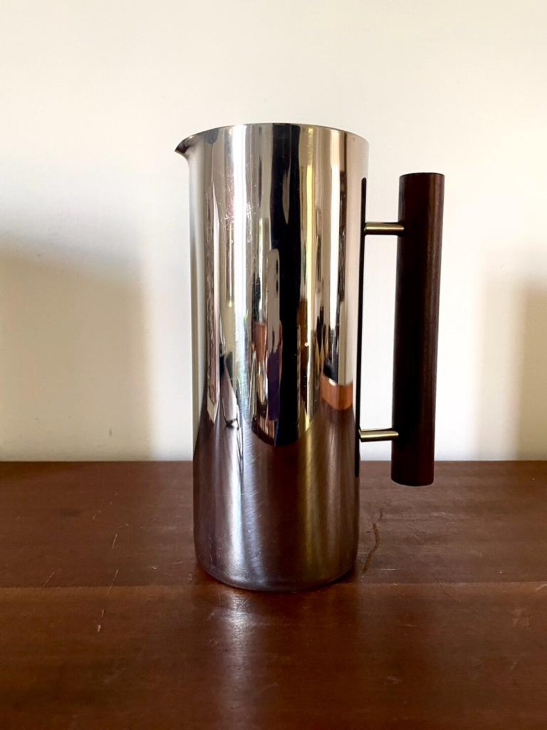 Guy Degrenne Scandinavian Pitcher, Teak and Stainless Steel, Modernist ...