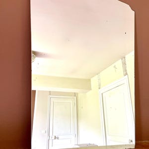 Old mustache mirror, vintage mirror, large rectangular mirror, bedroom fireplace decoration, living room office entrance accessory