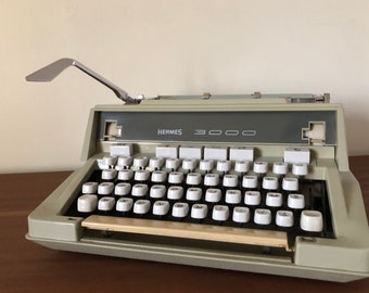 Hermes 3000 typewriter, Swiss typewriter 1960, ethical writer gift, survivalism gift, office accessory, retro decoration