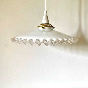White cup pendant light, retro kitchen ceiling lamp, vintage handkerchief ceiling light, frosted glass saucer