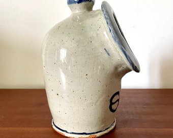 Blue enamelled stoneware pot, kitchen salt container, boho bohemian decoration, food conservation accessory, 1960 decoration, original ethical gift