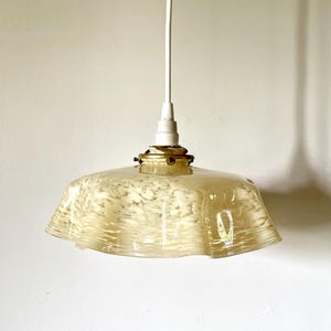 Clichy glass draped pendant light, retro kitchen ceiling lamp, vintage handkerchief ceiling light, yellow glass