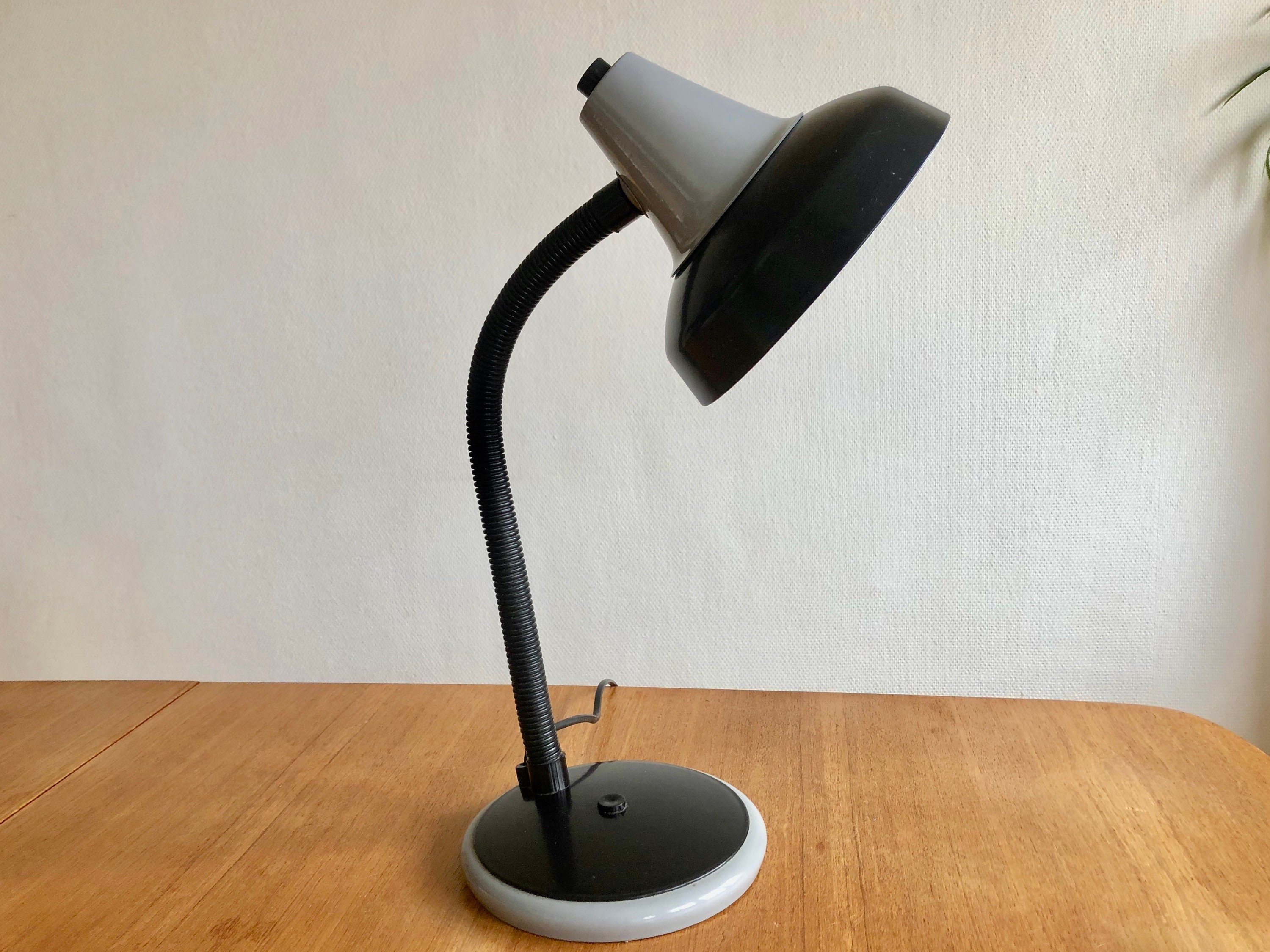 Lampe de Bureau Vintage, Lampe d'atelier, Industrielle, Flexible, Articulée, Métal Noir Gris, d'appo