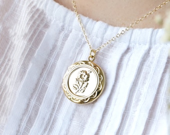 Flower Locket Necklace, Locket with Initial, Daisy Necklace, Child Girl Necklace, Personalized Jewelry, Thoughtful Gift, Teenager Gold Daisy