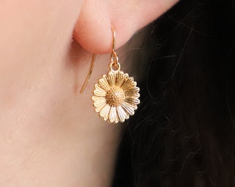 Sunflower Earrings, Gold Sunflowers, Sunflower Jewellery, Small Dangle Earrings, Flower Earrings,Gift for Women,Gift for her, Teen Jewellery