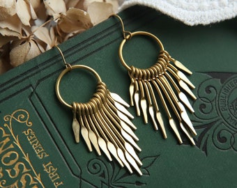 Gold Art Deco Earrings, Dangle and Drop Earrings, Statement Earrings, Chandelier Earrings, Bohemian Earrings, Gold Arrow Earrings, New Boho