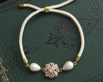 Bracelets For Women, Bridal Bracelet, Slider Bracelet, Pearl Bracelet, Bridesmaid Bracelet, Art Nouveau Jewelry, Art Deco Bracelet, 1900