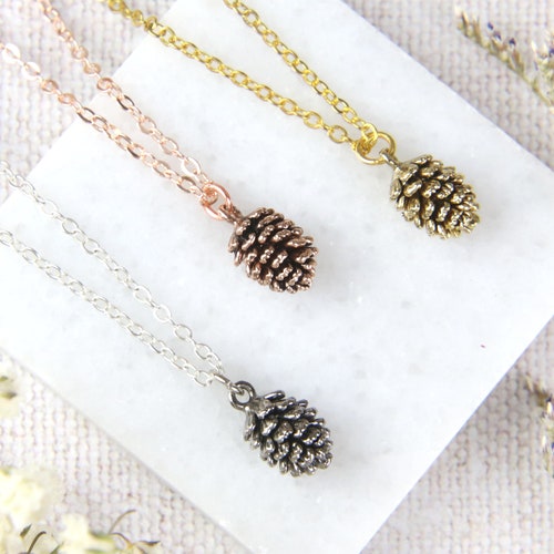 Rose Gold Tiny Pinecone Charm Necklace Rose Gold Tiny Pinecone Charm Necklace
