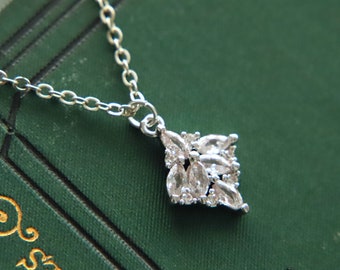 Art Deco Necklace, Marquise Necklace, Zirconia Diamond Pendant 1920s Twenties Crystal Necklace Art Nouveau Victorian Bridesmaid Gifts For BF