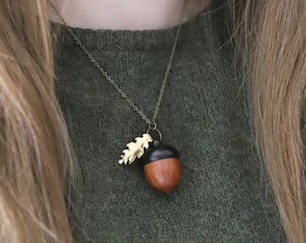 Acorn Necklace Urn Jewelry Gold Locket Y2K Cottagecore Necklace Wood Nut Keepsake Screwed Cremation Urn Secret Canister Pendant For Women