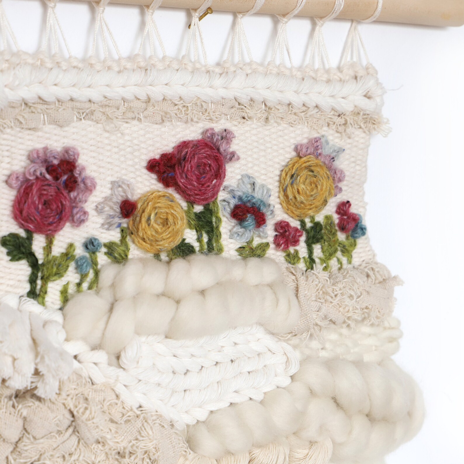 Floral Wall Tapestry Woven Wall Hanging Wildflower Weave Etsy