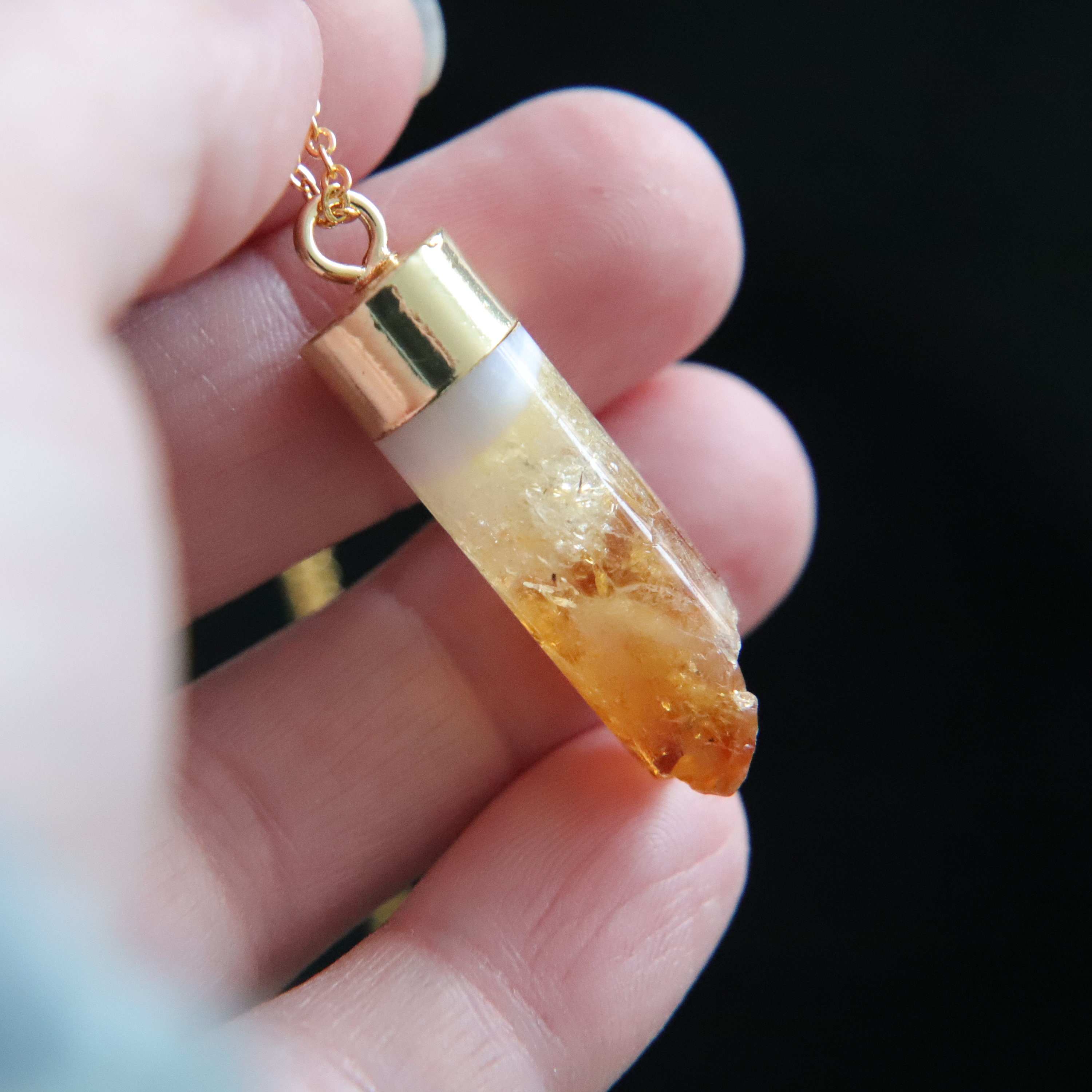 Collana Di Cristallo Citrino, Cristallo Giallo Taglio Grezzo, Collana Saldata, Ciondolo Minerale, Citrino Grezzo, Gioielli In Pietra, Chakra Del Plesso Solare - Italia - Foto 2