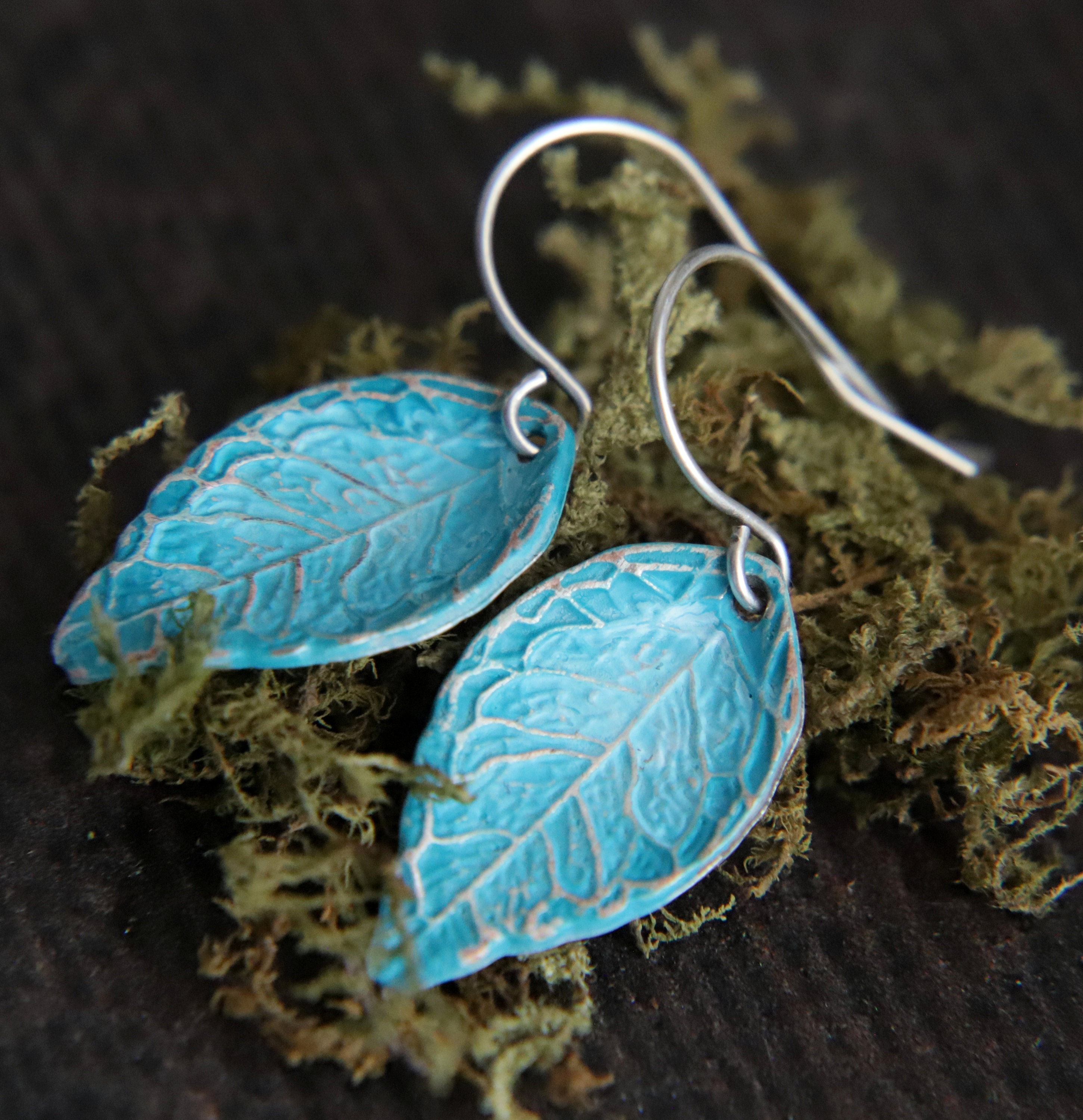 Amazon.com: Genuine Turquoise Leaf Earrings, Sterling Silver Dangle Drop  Vintage Boho Feather Earrings Birthday Gift for Women : Clothing, Shoes &  Jewelry