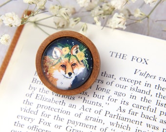 Fuchs Brosche, Fuchs Anstecknadel, Orange Fuchs, Waldtier, sitzender Fuchs Abzeichen, Waldkreatur, Füchsin Brosche, Holzschmuck, Geschenk für sie, Herbst