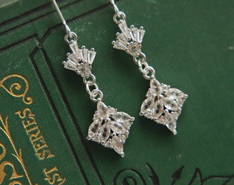 Art Deco Marquise Zirconia Drop Earrings: 1920s Style